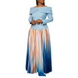 Fashionable Elegant Off-shoulder Top Long Dress African Suit