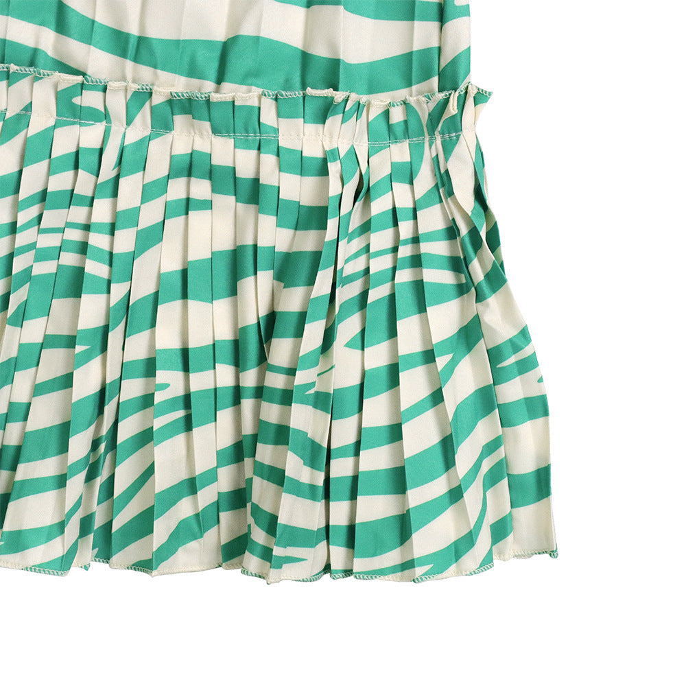 Fashion Print Loose Casual Pleated Tie Up African Large Dress