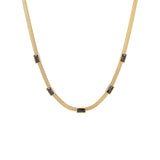 RETRO Geometric Square Zircon Necklace Stainless Steel Necklace Chain Like Flat Snake