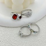 European And American Multi-color Retro Color Resin Gas Female Ring Four-piece Set