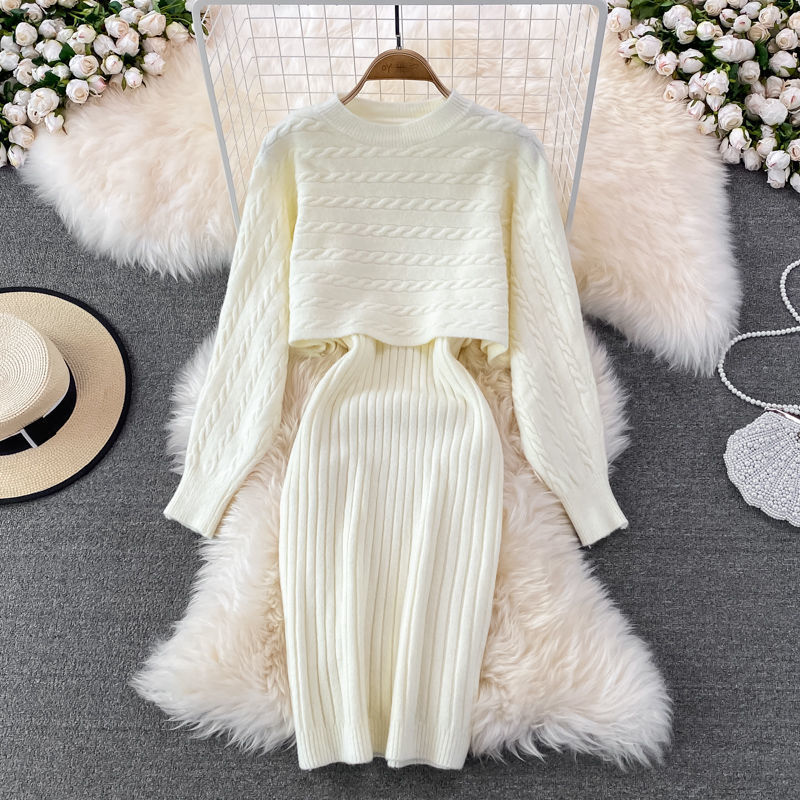 Women's Loose Two-piece Sweater Knitted Dress