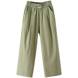 All-match High Waist Plus Size Loose Middle-aged And Elderly Cropped Wide-leg Pants
