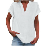 Solid Color Short Sleeve Women's Shirt