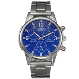 Fashion Simple Fake Three-eye Steel Belt Quartz Watch