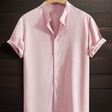 Men's Casual Breathable Polyester Fiber Stand Collar Shirt
