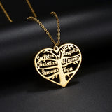 Women's Necklace Name Custom Hollow Heart English Letter Lucky Tree Titanium Steel Pendant Ornaments