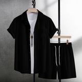 Summer Men's Casual Shirt Short Sleeve Beach Pants Suit