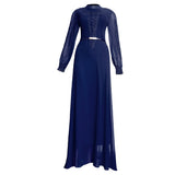 African Plus Size Long Sleeve Big Hem Chiffon Dress