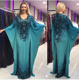 African Plus Size Women's Printed Pattern Bat Sleeve Dress