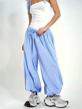 Elastic Waist Striped Loose Lantern Trousers