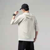 Solid Color Loose Fit Summer Hooded Men's Short-sleeved T-shirt