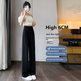 Summer Thin Design Sense High Waist Drooping Chiffon Wide Leg Loose Straight Casual Pants