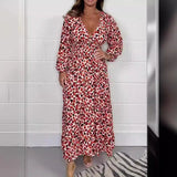 Women's Fashion High Waist V-neck Floral Dress