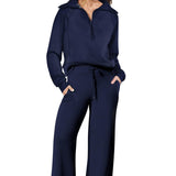 Women's Zip-Up Hooded Sweatshirt Set -Casual Daily Wear, Raglan Sleeves & Thumb Holes, PerfectFall Long Sleeve Hoodie