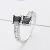 European And American Square Zircon With Diamond Cross Ring For Women