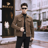 Suede Leather Jacket Men's Slim-fit High-grade Pu Handsome Retro Biker's