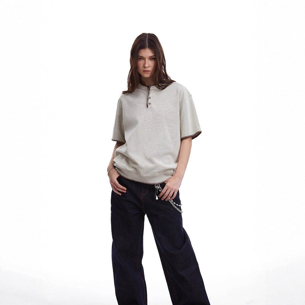 Retro Summer Zipper Short Sleeve