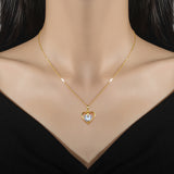 Light Luxury Temperament Real Gold Gorgeous Loving Heart Zircon Necklace For Women