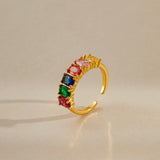 Contrast Color Fashion Exquisite Full Diamond Color Open-end Zircon Ring