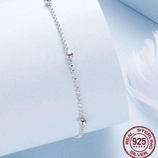 Silver Ziyun New Simple Argent Pur Bead Necklace Anklet For Women