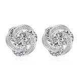 Rose Micro Zircon Inlaid Ear Studs