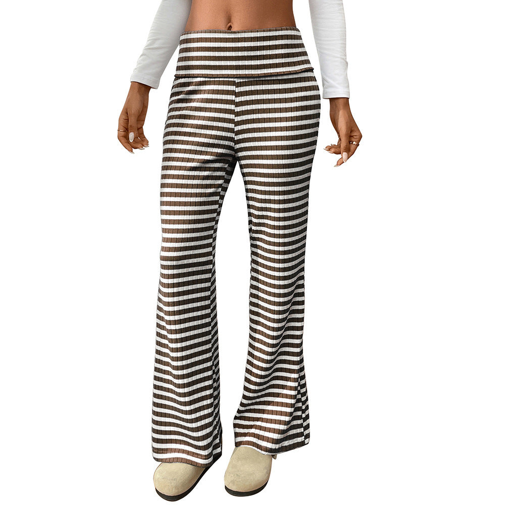 Women's Casual Y2g Straight Striped Home Trousers