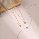 European And American Stainless Steel Necklace Gold-plated Inlaid Zircon High Sense