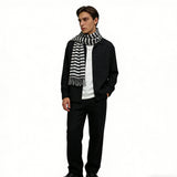 2pcs Black White Square Scarf,stripe With Metallic Threads Scarf,Luxe Look For Evening Wear,Scarf,vacation,daily Life,evening Party,Office Appropriate Subtlety For Women Men