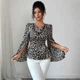Women's Elegant Leopard Print High-end Long-sleeved Shirt