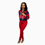 Striped hooded sweater trousers set