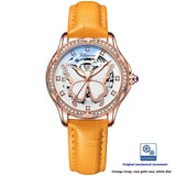 Butterfly Dial Fashion Diamond-embedded Watch Women's Waterproof Automatic Mechanical Watch
