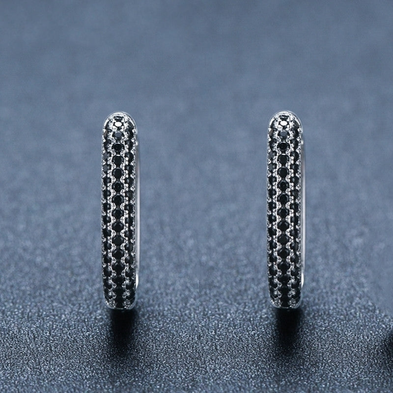 French-style Black Zircon Earrings