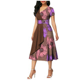 African Batik Double-sided Printed Short-sleeved Women's Cotton Dress