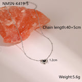 Fashion Design Love Heart-shaped Natural Stone Pendant Titanium Steel Necklace Ins