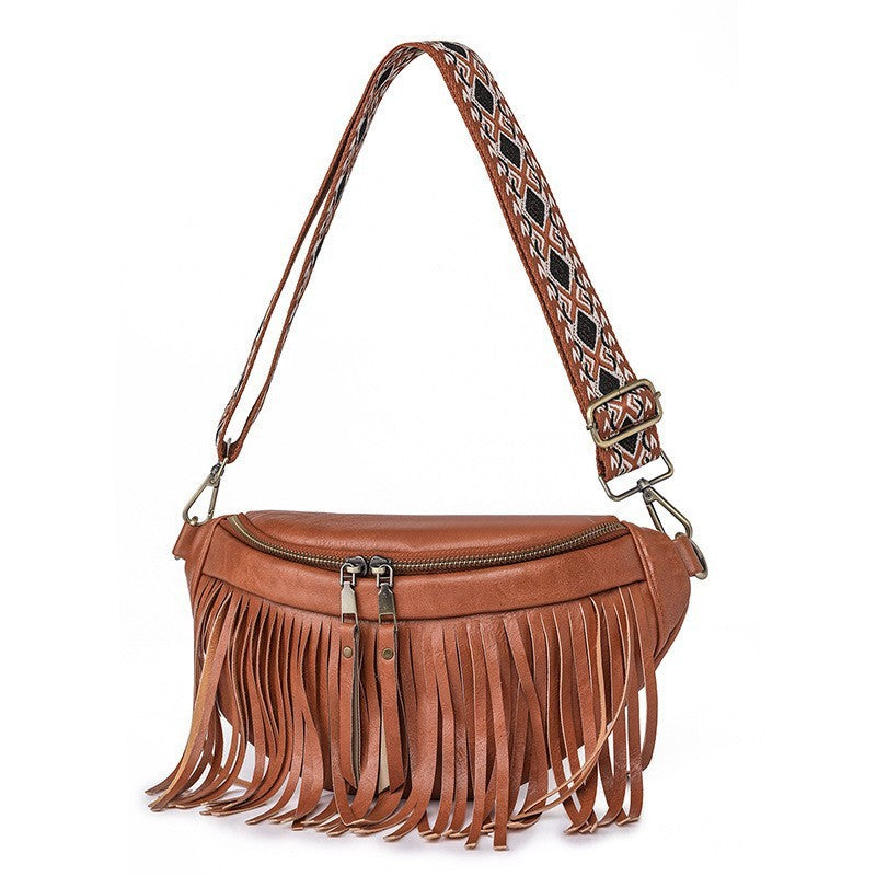 Bag Messenger Bag Summer European And American Retro Tassel Pleated Chest Bag