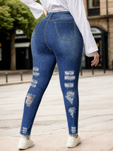 New Women’s Fashionable Casual Jeans, Tight Fitting Ripped Jeans, High Waisted Jeans