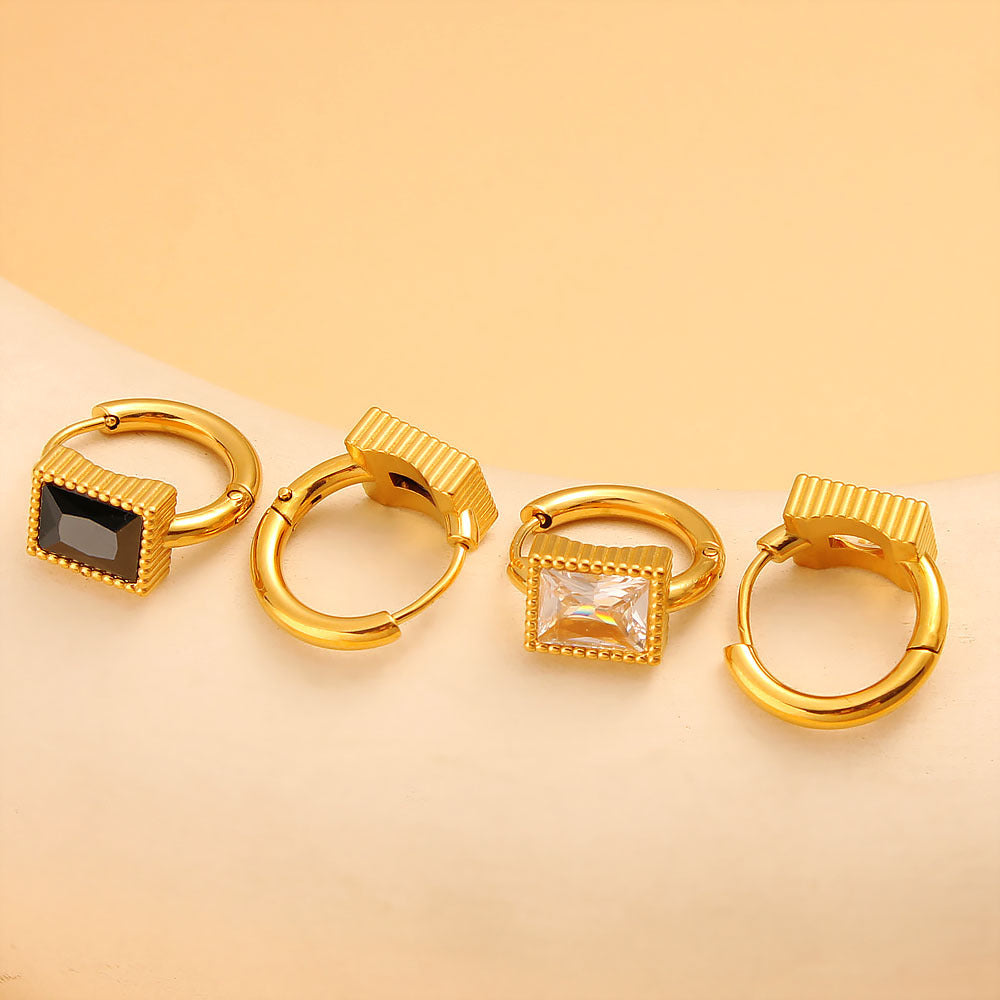 Special-interest Design Square Zircon Stainless Steel Earrings