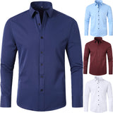 Korean Slim-fit Solid Color Shirt Men's Shirt