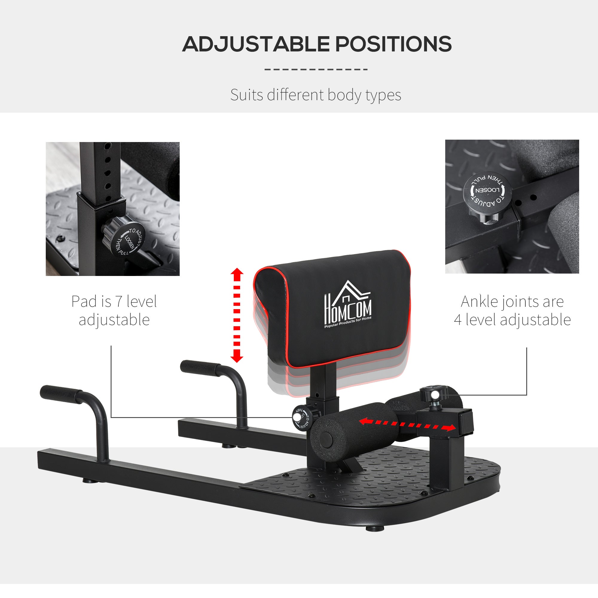 3 in 1 Padded Push Up Sit Up Squat Machine Home Gym Fitness Equipment, Black