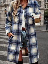Women's Plaid Shack Set, Oversized Flannel Shirt Jacket And Worn-out Denim Shorts, Paired With Knee High Boots In A 90s Retro Style, A Must-have For Autumn Streetwear