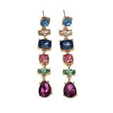 Colorful Drop-shaped Earrings Eardrops Three-section Evening Dress With Earrings