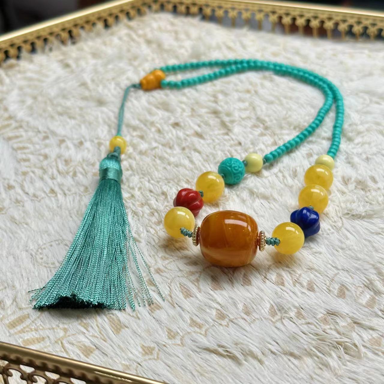 Turquoise Clavicle Lucky Pendant Necklace