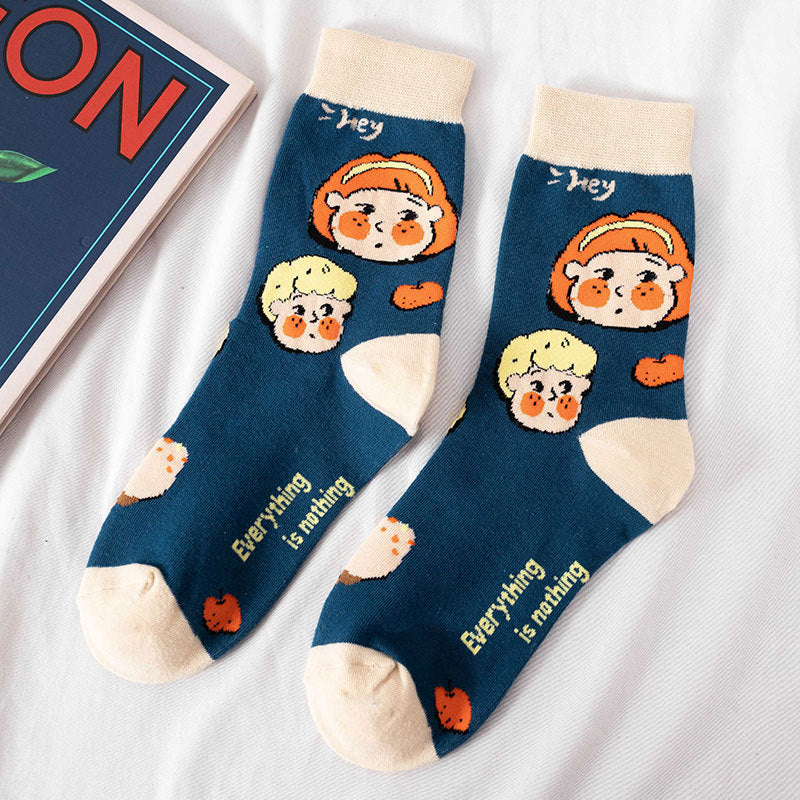 Socks Female Tube Socks Cartoon Cute