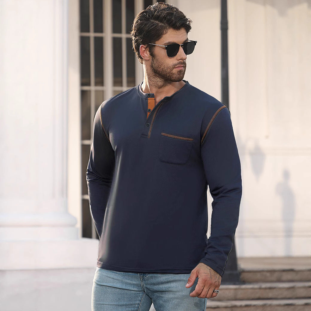 Long Sleeve Sweater Bottoming Men's Stand Collar Polo Shirt