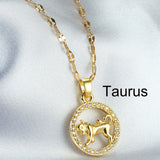 Golden Twelve Constellation Pendant Necklace INS Style