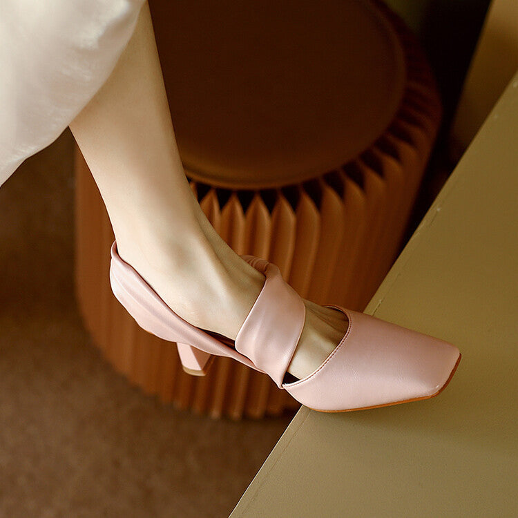 Back Empty Sandals Bow Fashion Casual High Heels Large Size Women's Shoes