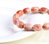 Natural Cherry Agate Barrel Shaped Bead Bracelet