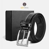 Black 100cm Womens Genuine Leather Dress Belt Classic Casual Belt With Single Prong Buckle For Jeans Pants Work And Business