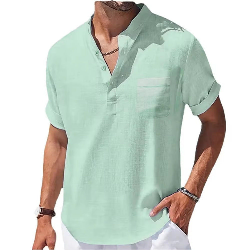 Cotton Linen Linen Men's Short-sleeved T-shirt