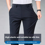 Summer Ice Silk Thin Non-ironing Men's Business Casual Pants
